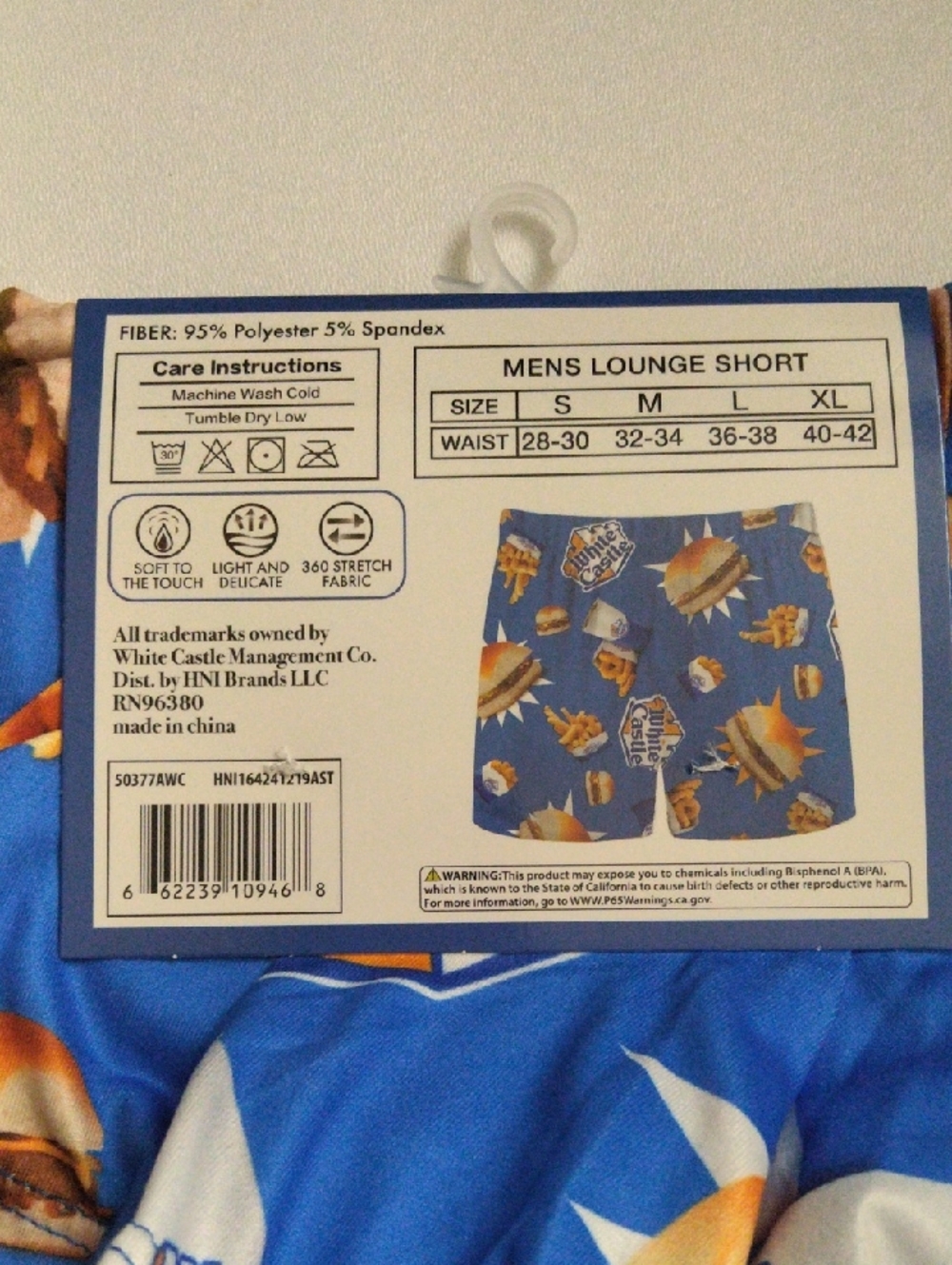 White Castle Men's Lounge Short Boxers Size L 36-38" New - Picture 4 of 4